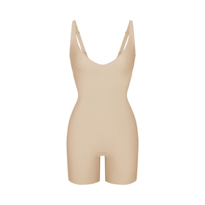Skims Body Core Sculpt Plunge Mid Thigh Bodysuit Sand