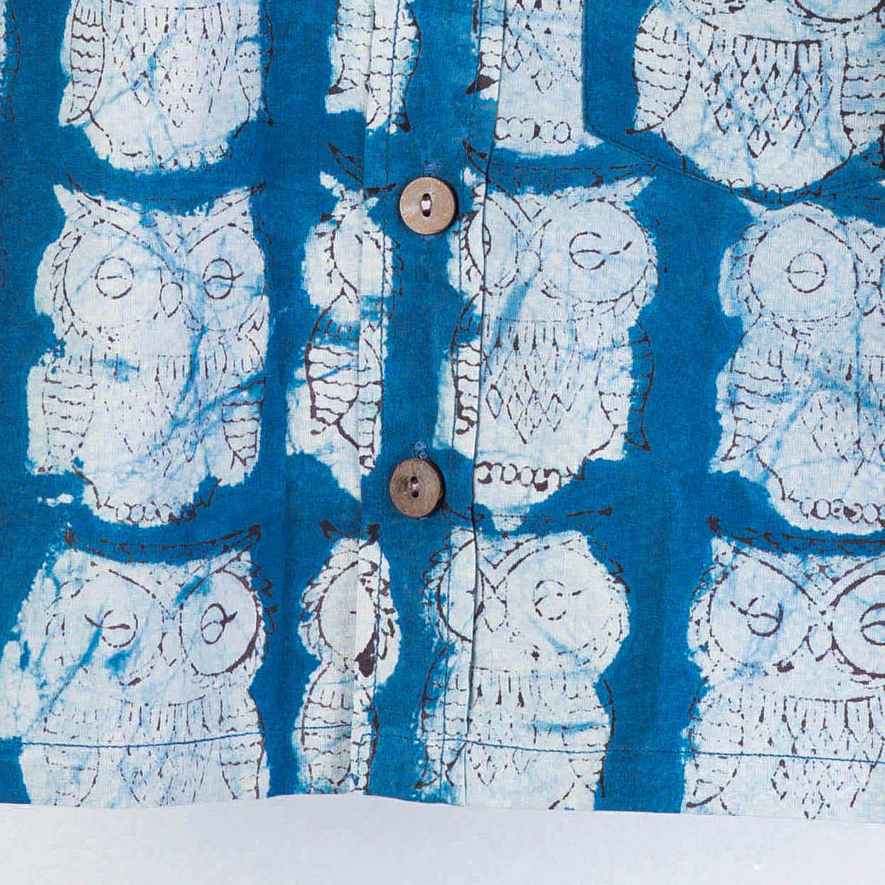 Blue - Block Art Printed Natural Dyed Cotton Kids Full Sleeve Shirt