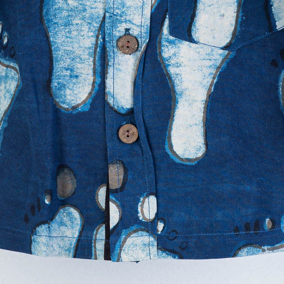 Blue - Block Art Printed Natural Dyed Cotton Kids Full Sleeve Shirt