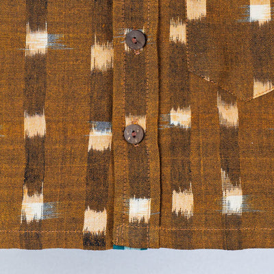 Brown - Ikat Weave Cotton Full-Sleeve Kids Shirt