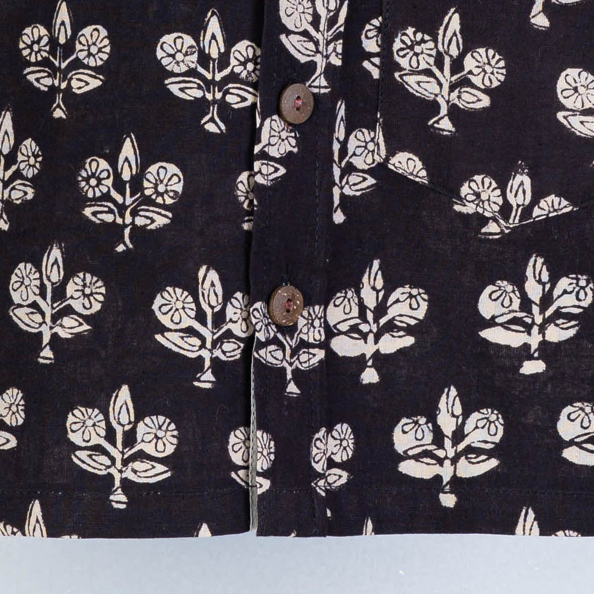 Black - Sanganeri Block Printed Cotton Half-Sleeve Kids Shirt