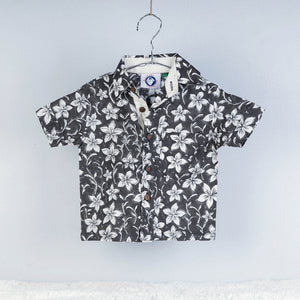 Black - Sanganeri Block Printed Cotton Half-Sleeve Kids Shirt