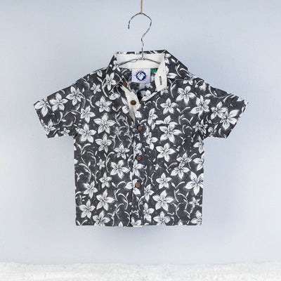 Black - Sanganeri Block Printed Cotton Half-Sleeve Kids Shirt