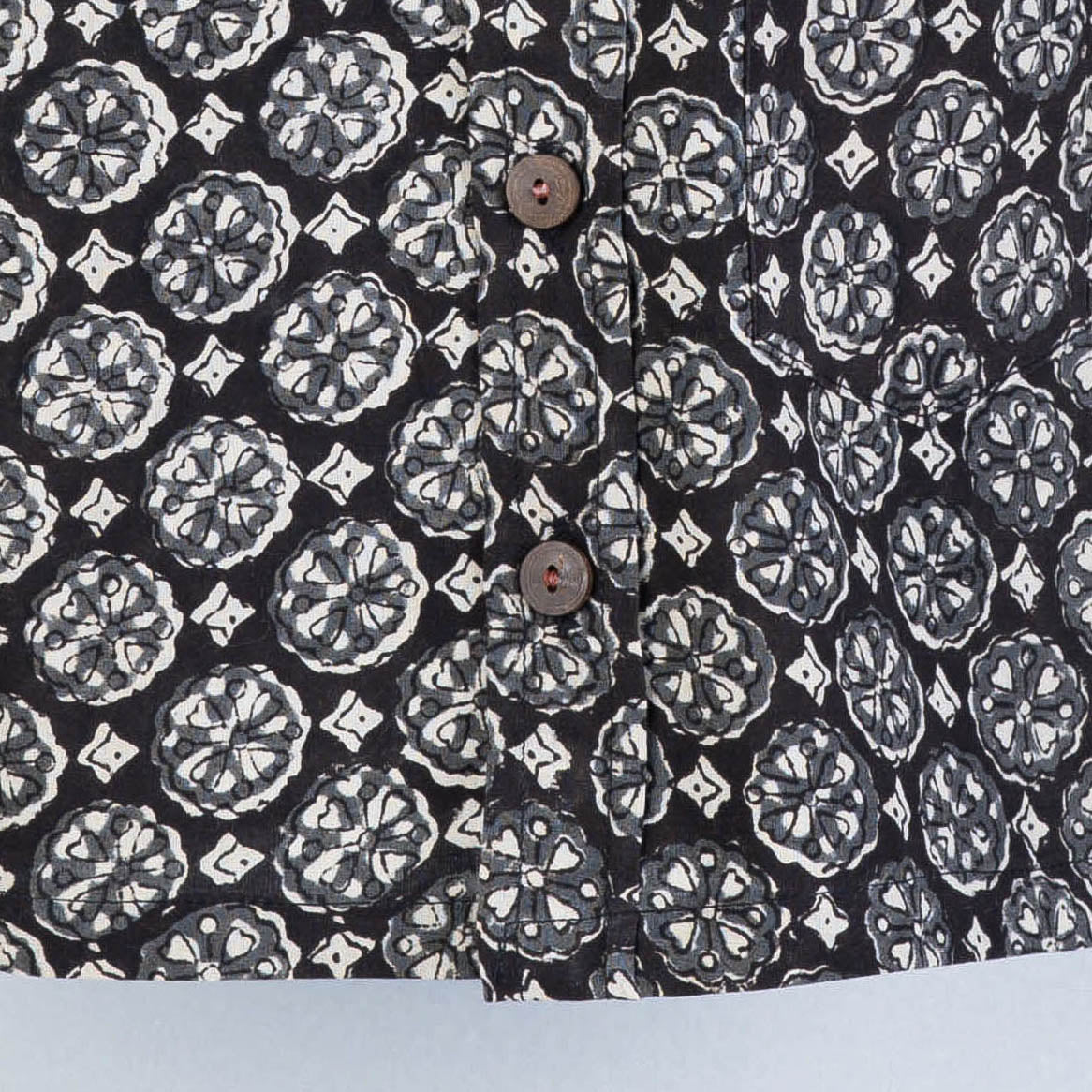 Black - Sanganeri Block Printed Cotton Half-Sleeve Kids Shirt