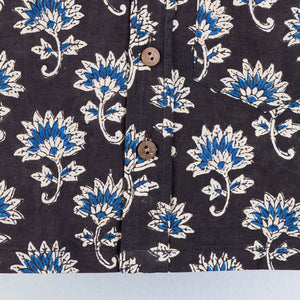 Brown - Sanganeri Block Printed Cotton Half-Sleeve Kids Shirt