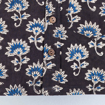 Brown - Sanganeri Block Printed Cotton Half-Sleeve Kids Shirt