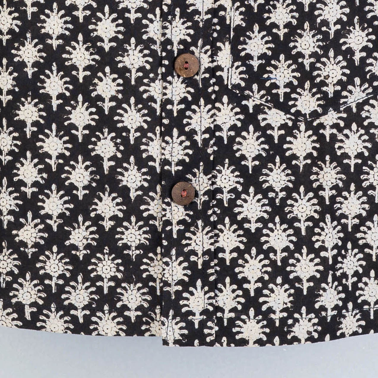 Black - Sanganeri Block Printed Cotton Half-Sleeve Kids Shirt