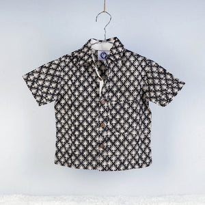 Black - Sanganeri Block Printed Cotton Half-Sleeve Kids Shirt