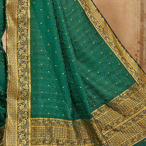 Forest Green Satin Silk Saree