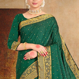 Forest Green Satin Silk Saree