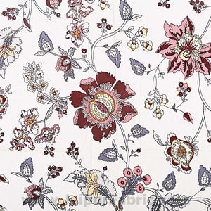 Pure Cotton 240 TC Single bedsheet in reddish floral pattern