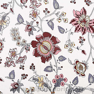 Pure Cotton 240 TC Single bedsheet in reddish floral pattern