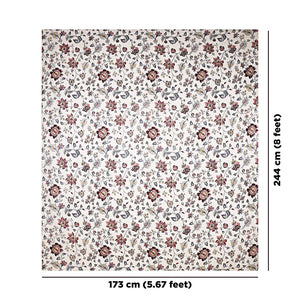 Pure Cotton 240 TC Single bedsheet in reddish floral pattern