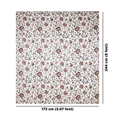 Pure Cotton 240 TC Single bedsheet in reddish floral pattern