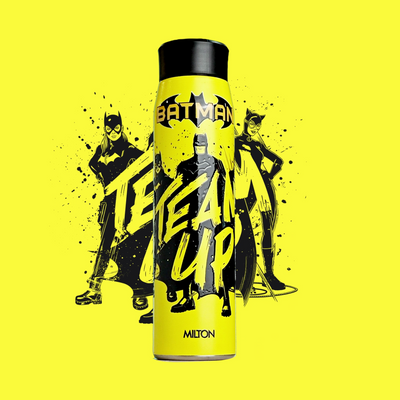 Batman 3D Yellow Design Handy Stainless Steel Bottle (Milton)