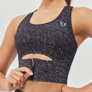 Scoop Neck Sports Bra - Denim Black