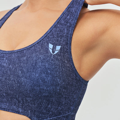 Scoop Neck Sports Bra - Denim Blue
