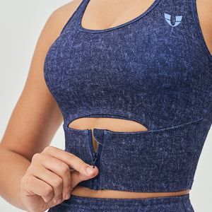 Scoop Neck Sports Bra - Denim Blue