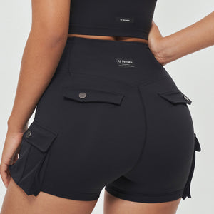Scrunch Butt Cargo Shorts - Black