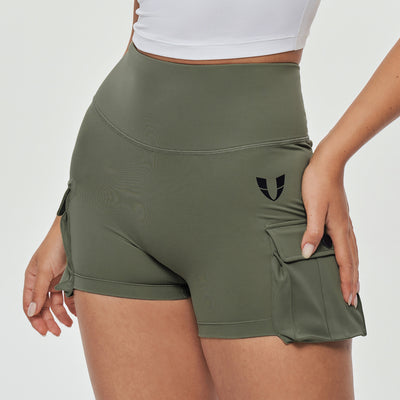 Scrunch Butt Cargo Shorts - Olive Green