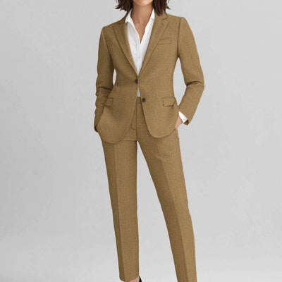 Women's Sepia Brown Linen Suit