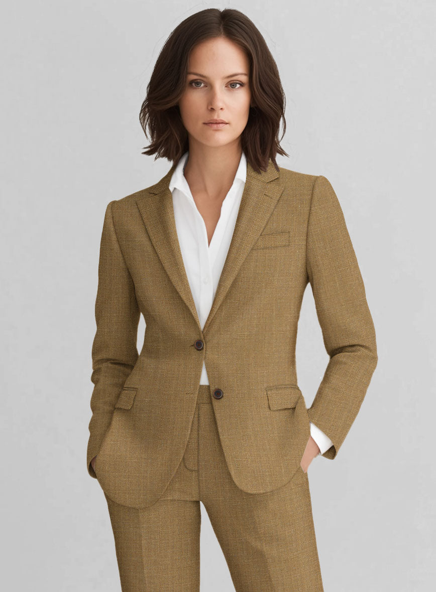 Women's Sepia Brown Linen Suit