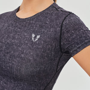 Short Sleeve Gym Crop Top - Denim Black