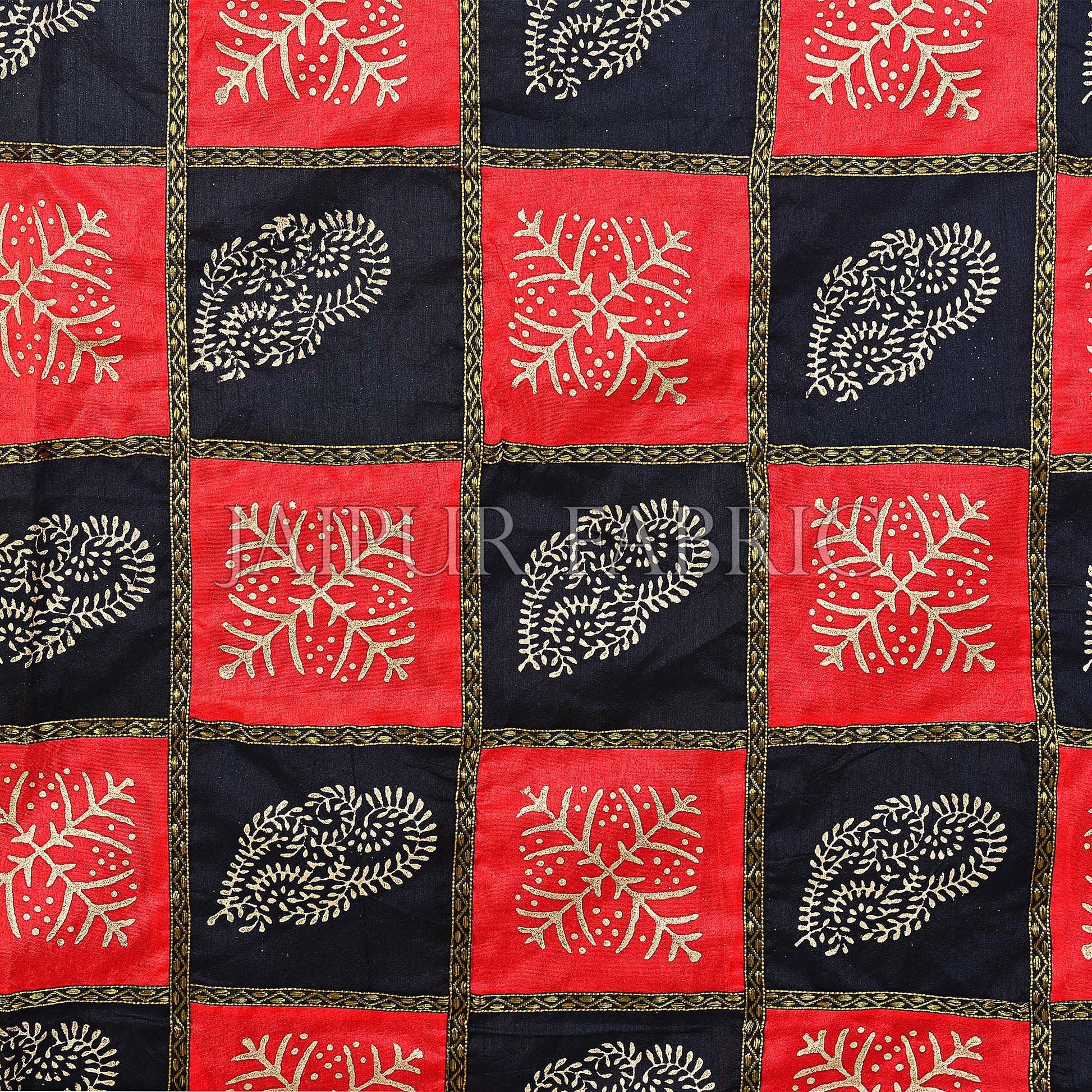 Red And Black Chess Gold Patten  With Golden Print Silk Double Bedsheet