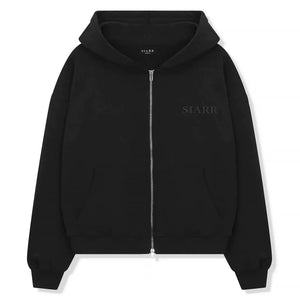 SIARR Black Zip-Up Hoodie