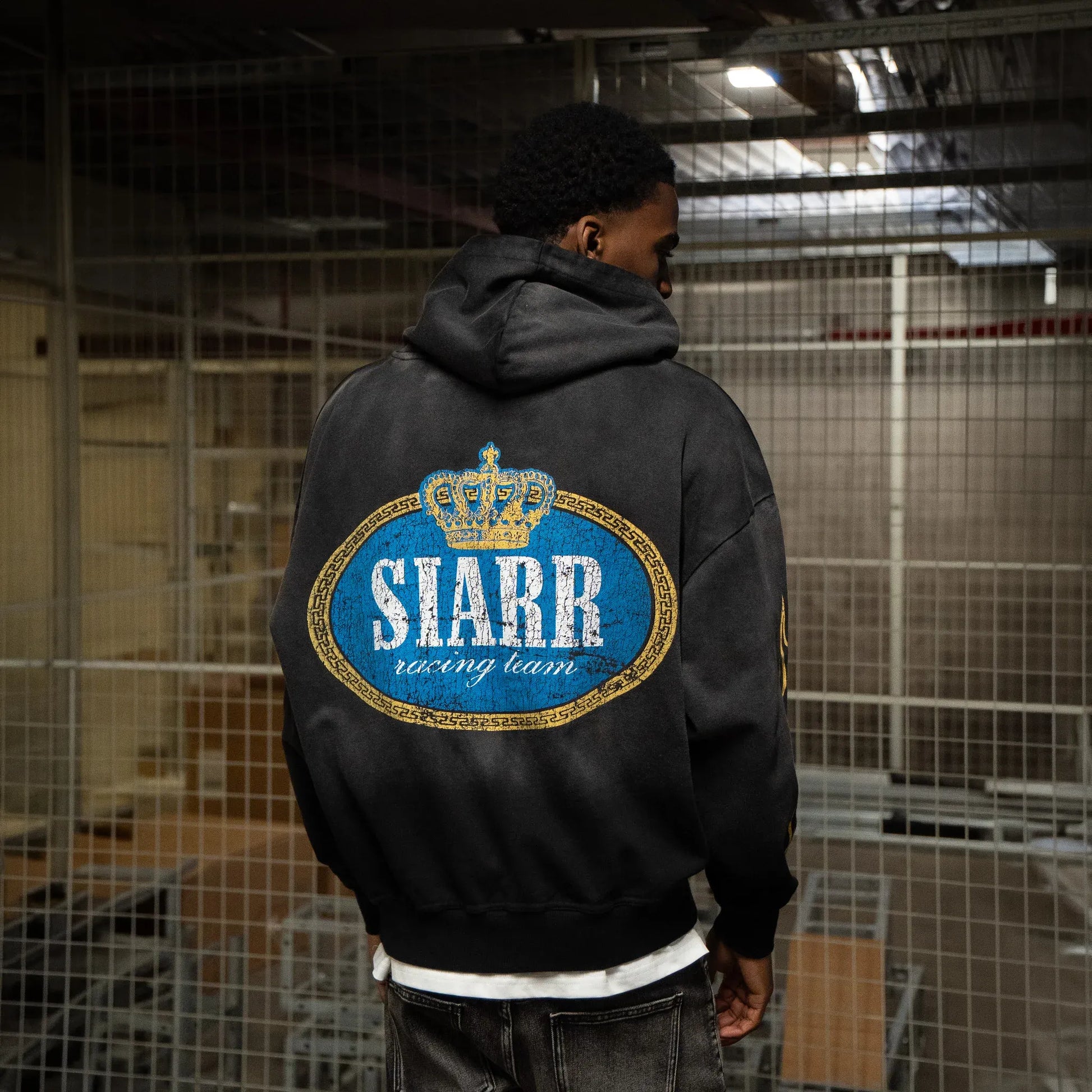 SIARR Crown Washed Black Hoodie