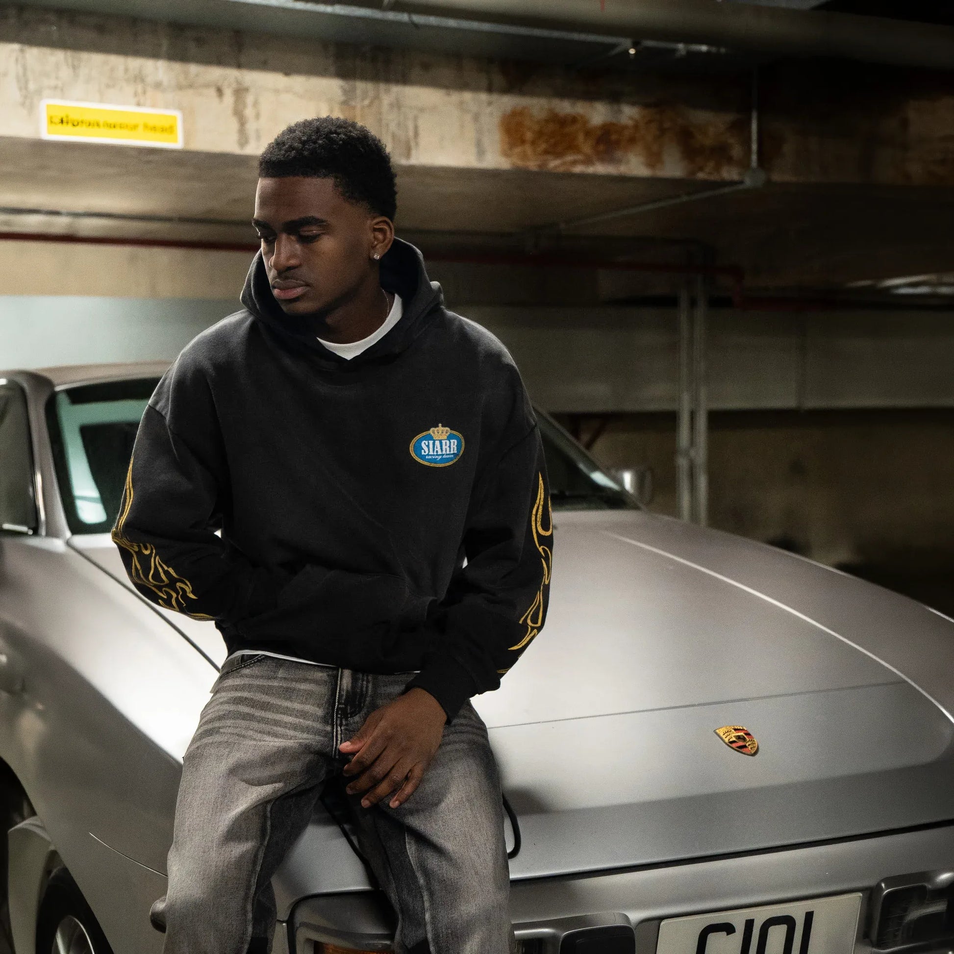 SIARR Crown Washed Black Hoodie