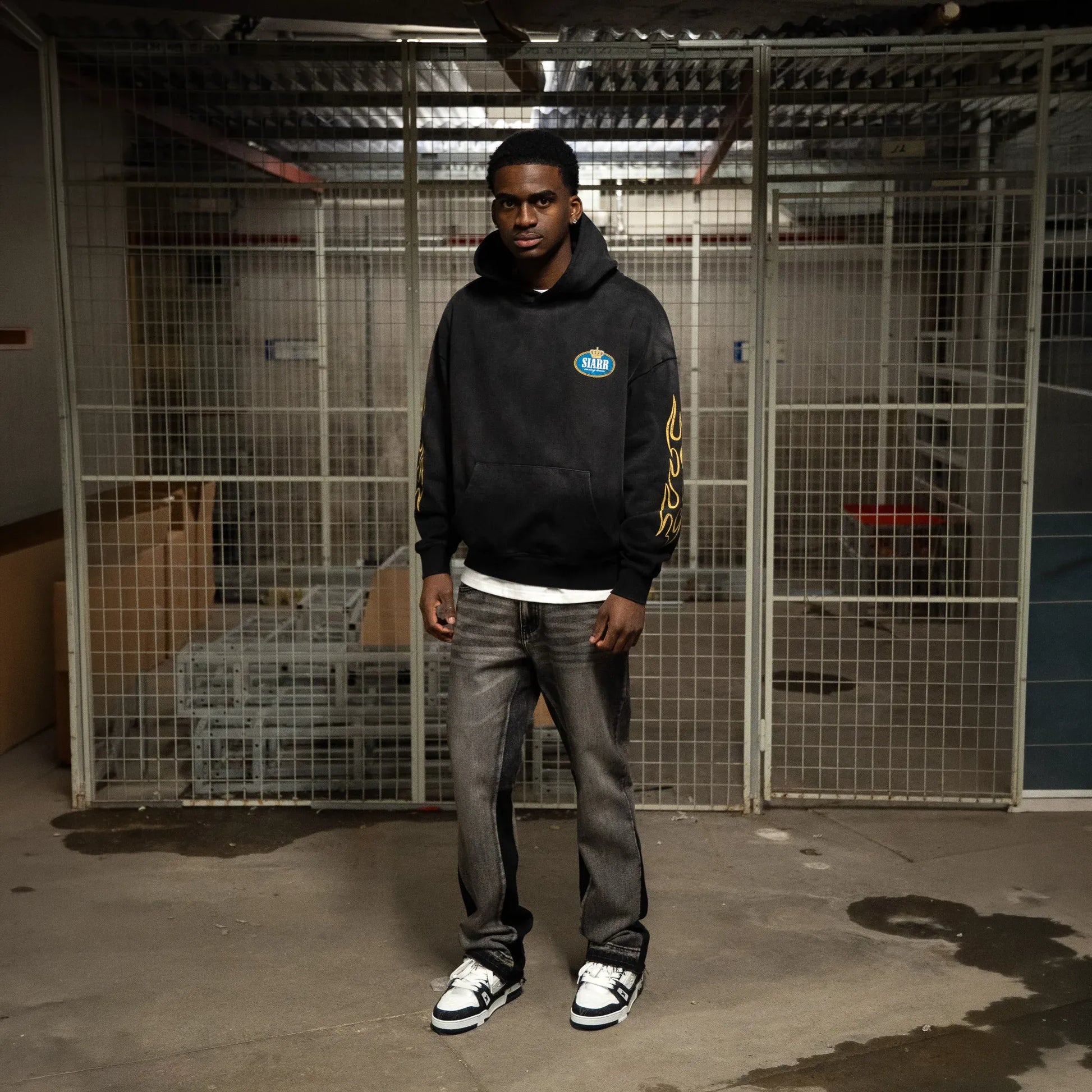 SIARR Crown Washed Black Hoodie