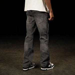 SIARR Flared Washed Black Jeans
