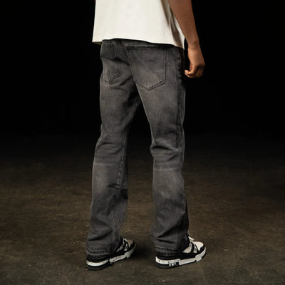 SIARR Flared Washed Black Jeans