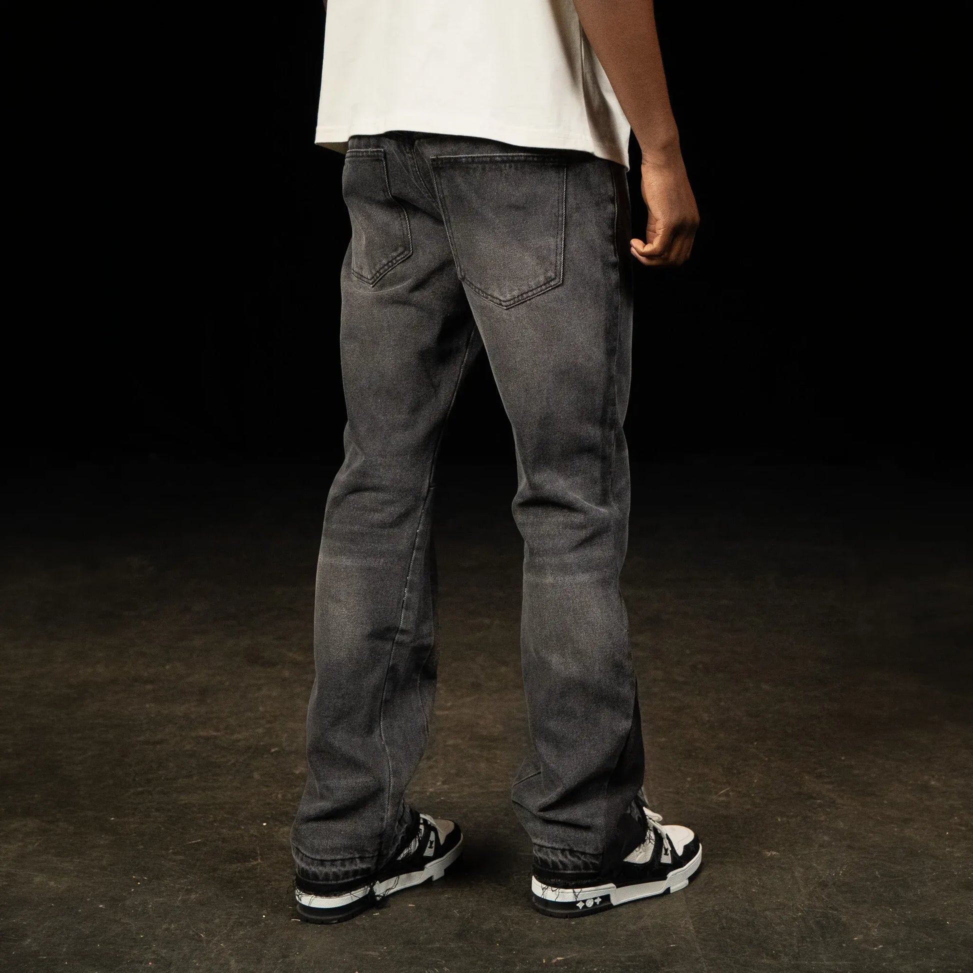 SIARR Flared Washed Black Jeans