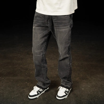SIARR Flared Washed Black Jeans