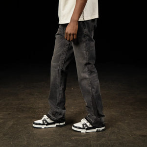 SIARR Flared Washed Black Jeans