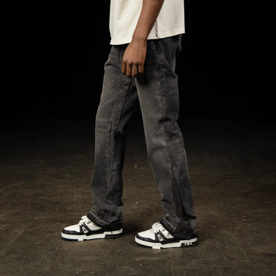 SIARR Flared Washed Black Jeans