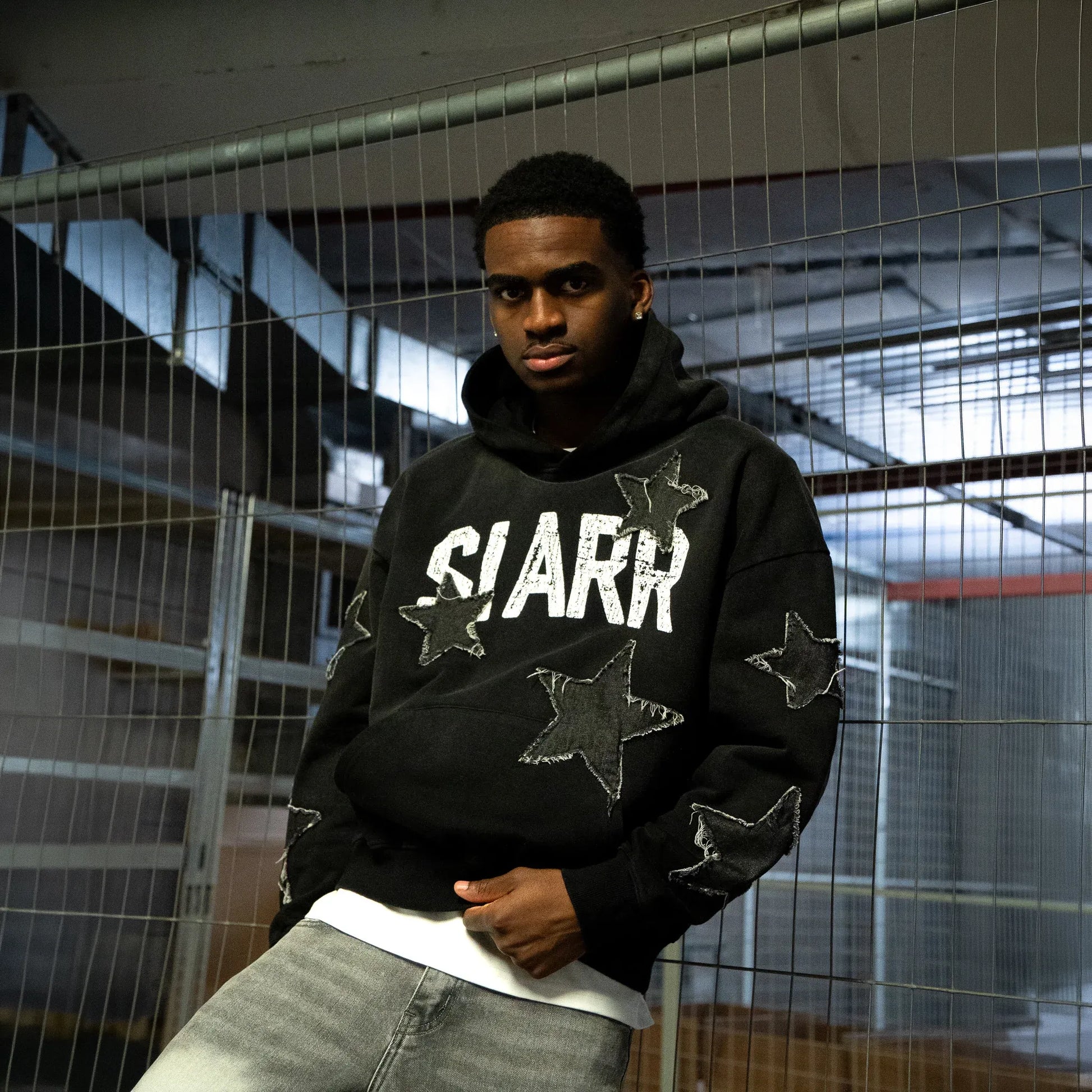 SIARR Star Washed Black Hoodie