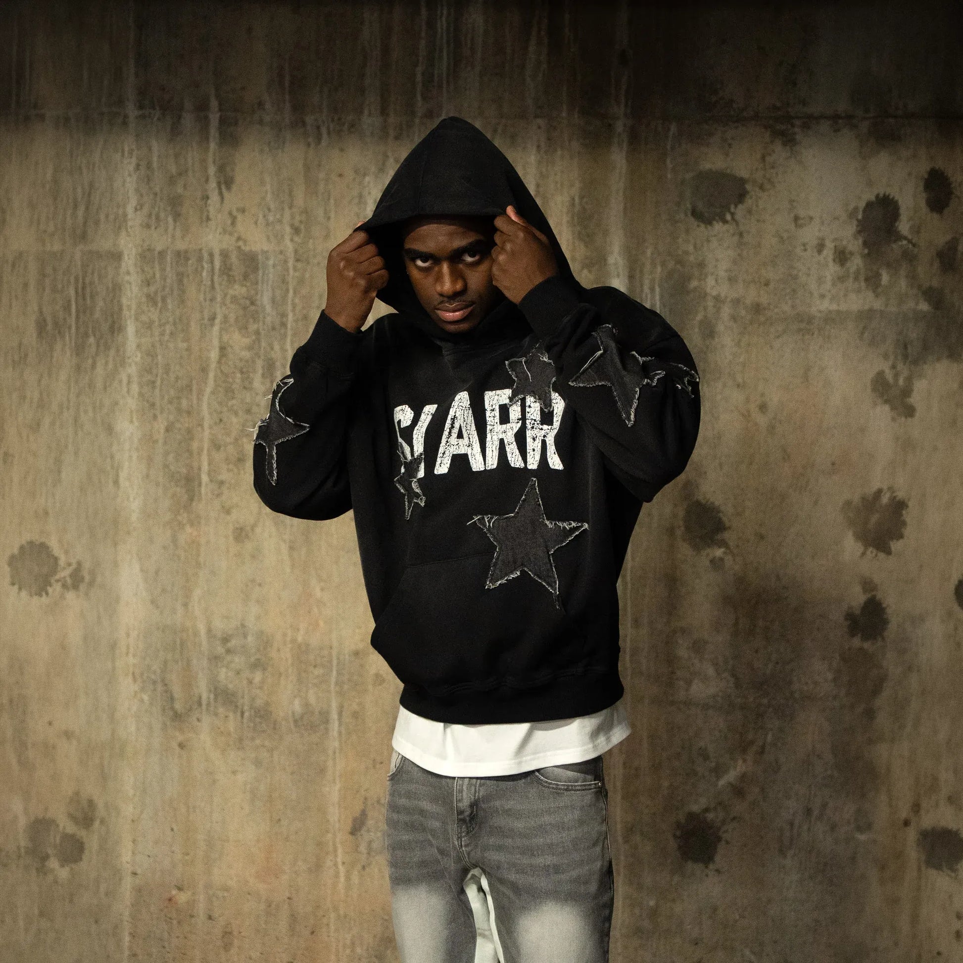 SIARR Star Washed Black Hoodie