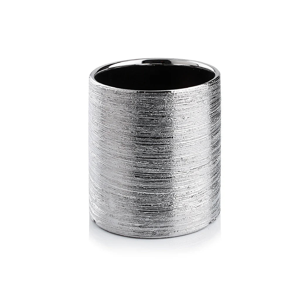 Silver Etched Cylinder Flower Vase