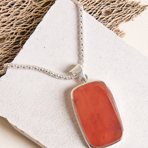 Carnelian Rectangle Gemstone Pendant - Limited Edition