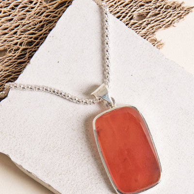 Carnelian Rectangle Gemstone Pendant - Limited Edition