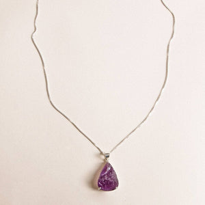Raw Amethyst Teardrop Gemstone Necklace - Limited Edition