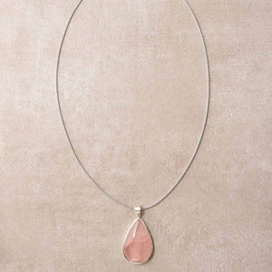 Rose Quartz Teardrop Pendant Necklace