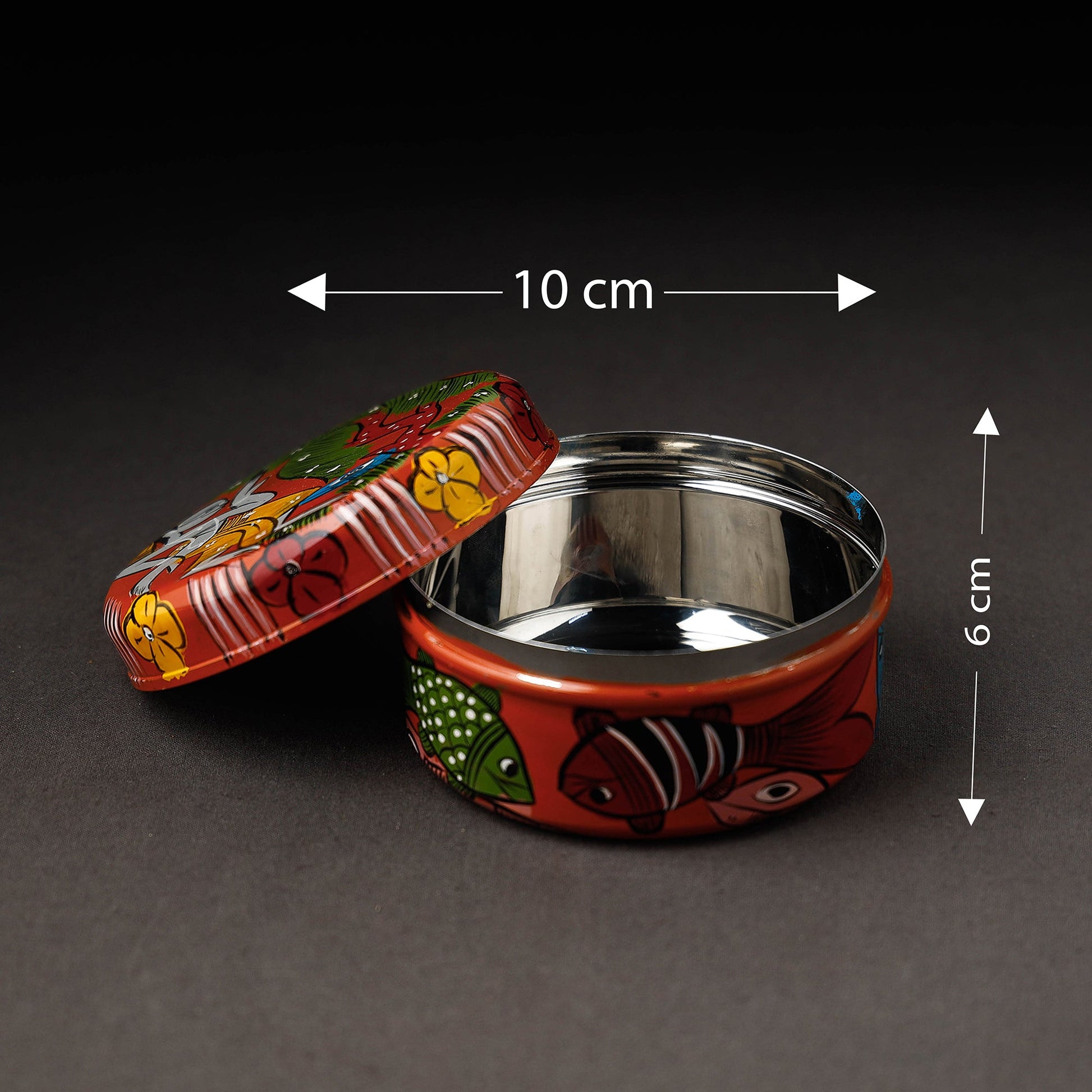 Bengal Patua Handpainted Stainless Steel Multi Utility Container