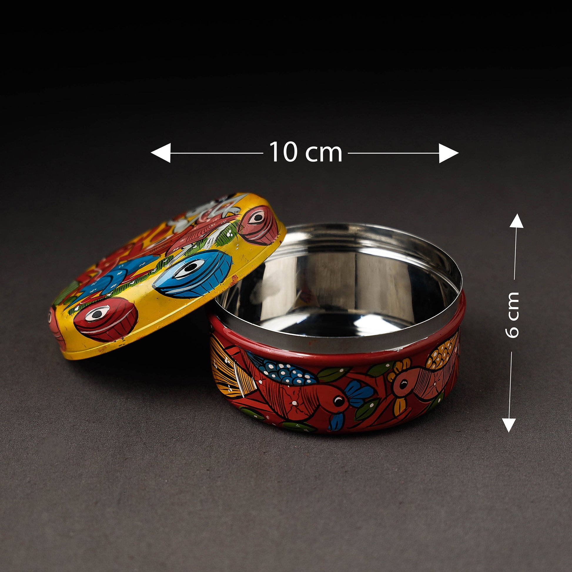 Bengal Patua Handpainted Stainless Steel Multi Utility Container