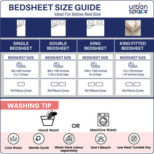 Serene Collection - Breathable 200 TC 100% Pure Cotton Single Bedsheet with Pillow Cover, France - Blue (Copy)