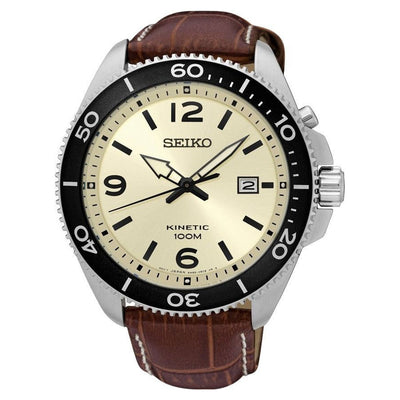 Seiko Kinetic Beige Dial Men 44.7mm
