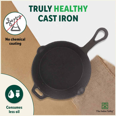 CASTrong Cast Iron Fry Pan/Skillet,Pre-seasoned, Nonstick, 100% Pure, Toxin-free, Induction, 23cm, 1.4L, 2.4kg